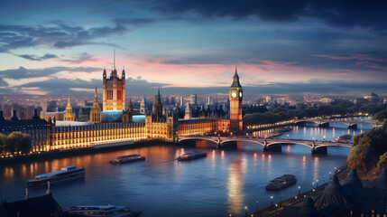 Fototapeta na wymiar London city Beautiful Panorama view