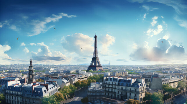 Paris city Beautiful Panorama view