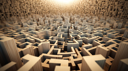 Network of Knowledge: A Maze of Books Symbolizing the Information Age 