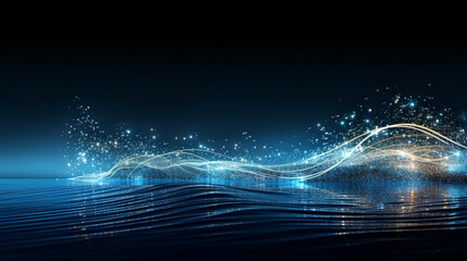 Fototapeta na wymiar Data Ocean: Waves of Information Flowing in the Digital Sea 
