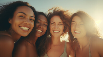 Fototapeta premium Happy female friends smiling at the camera