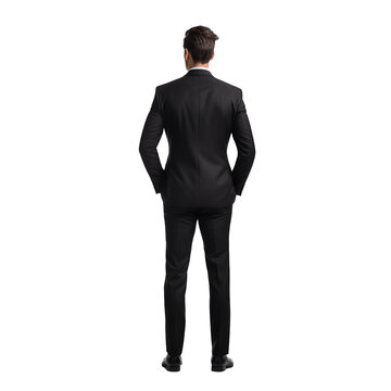 Back view of standing Businessman isolated on white. Created with Generative AI technology