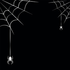 Set of spider web and halloween cobweb decoration. Spider web. Black and white vector bacground for halloween.