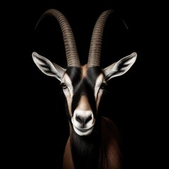 sable antelope - frontal studio portrait on black background created using generative AI tools