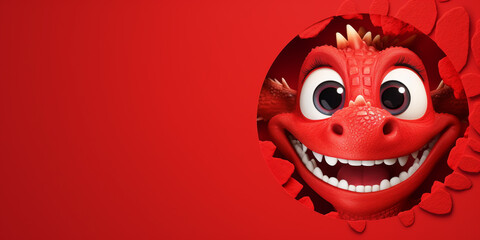 Chinese New Year 2024. Cartoon Dragon character created with ai generative tools