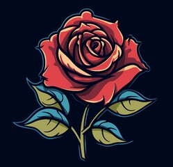 the logo is a red rose on a black background