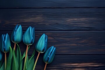 tulips on wooden table
