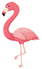 Cute cartoon flamingo posing. Vector illustration