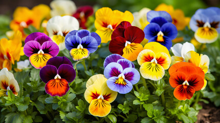 Pansy flowers High Quality Image in garden