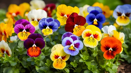Tuinposter Pansy flowers High Quality Image in garden © Zareena
