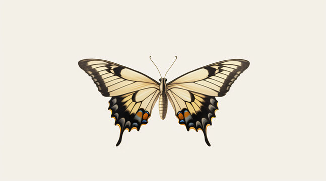 Graphic Art of Swallowtail butterfly isolated on white background. 