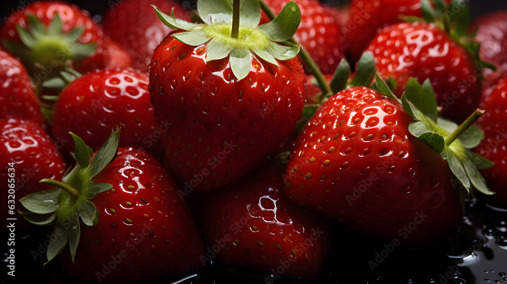 Wall mural strawberries background generative ai