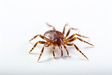 Insect tick is isolated on a white background. dangerous insect - obrazy, fototapety, plakaty