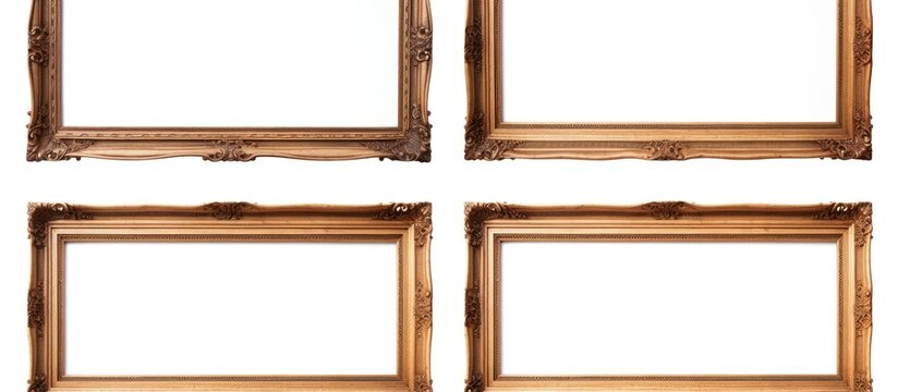 A set of old picture frames displayed on a white background.