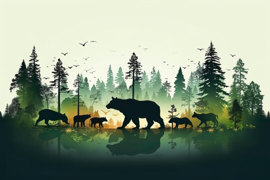 Fototapeta Forest silhouette in the shape of a wild animal wild