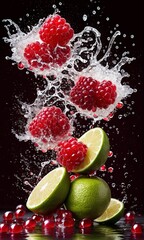 Refreshing Splash: Raspberries and Limes