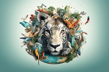 World animal day collage design - obrazy, fototapety, plakaty