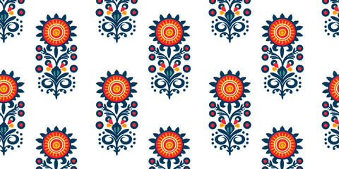 Seamless pattern in Indian or African style, vector illustration