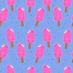 Ice cream seamless pattern for summer prints, posters, wrapping paper, backgrounds, scrapbooking, textiles, stationery