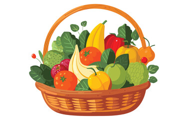 Cornucopia filled with vegetables Illustration, Harvest Vegetable with Fruit vector field on a basket