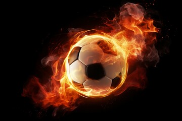 Soccer ball flames. Generate Ai