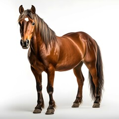 Fototapeta premium Full body of horse standing isolated white background Generative AI