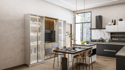 3d rendering modern kitchen advanced interior scene design