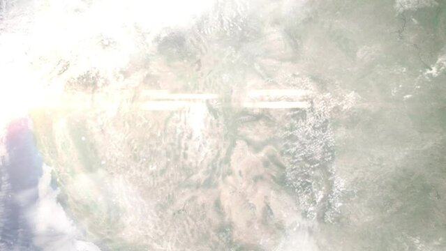 Zoom in from space and focus on Lehi, Utah, USA. 3D Animation. Background for travel intro. Elements of this image furnished by NASA