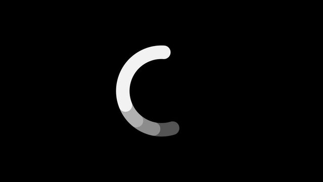 Loading circle buffering loader animation with alpha channel transparent black background. 4k video