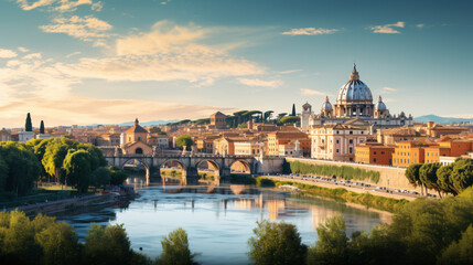 Fototapeta na wymiar Rome city Beautiful Panorama view
