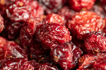 Dried red cranberries with sugar syrup