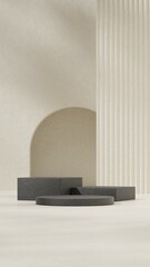 ceramic podium in portrait with white background, 3d image render blank space