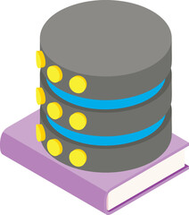 Cryptocurrency technology icon isometric vector. Network database disc on book. Digital money, cryptocurrency concept