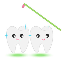 Сute smiling cartoon tooth. Stomatology, dental concept. Flat style cartoon character illustration. Dental kids care. Care your teeth. vector illustration