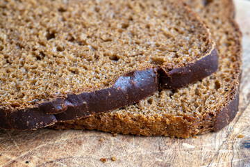 black rye bread on a board