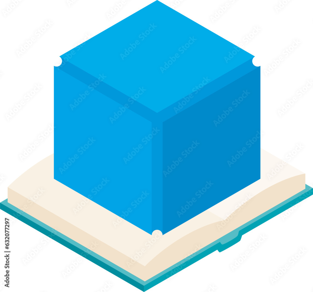 Poster crypto block icon isometric vector. big crypto block icon near open paper book. digital money, crypt