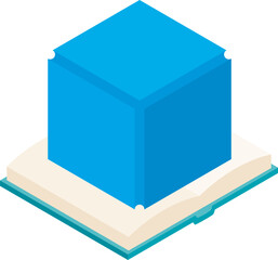 Crypto block icon isometric vector. Big crypto block icon near open paper book. Digital money, cryptocurrency concept