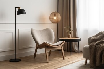 Stylish lamp interior chair. Generate Ai