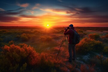 Sunset photographer colorful. Generate Ai