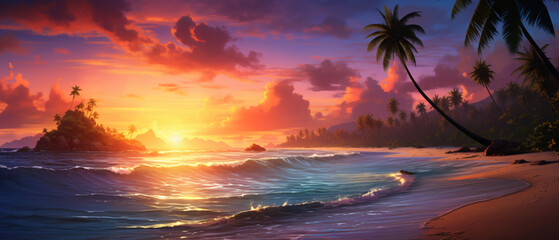 Art beautiful Landscape of paradise tropical island