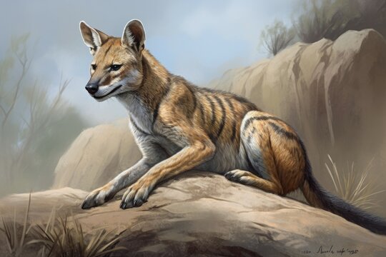 Tasmanian tiger rock. Generate Ai