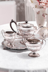 Vintage silver tableware 120 years old France handmade antiques