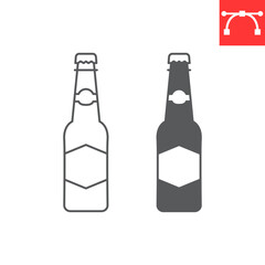 Beer bottle line and glyph icon, oktoberfest and alcohol drink, glass bottle vector icon, bottled beer vector graphics, editable stroke outline sign, eps 10.