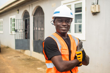 young african engineer doing thumbs up gesture