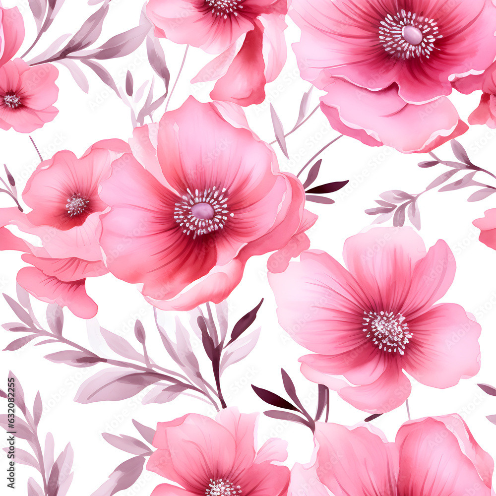 Wall mural Seamless flower pattern in watercolor style