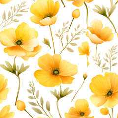 Seamless flower pattern in watercolor style