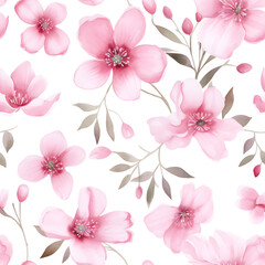 Fototapeta na wymiar Seamless flower pattern in watercolor style