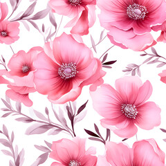 Seamless flower pattern in watercolor style