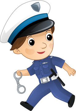 cartoon police officer running with handcuffs clip art preview