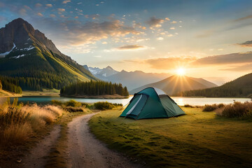 Obraz premium Outdoor Activities Hiking, Camping. A wide variety of outdoor activities including hiking and camping